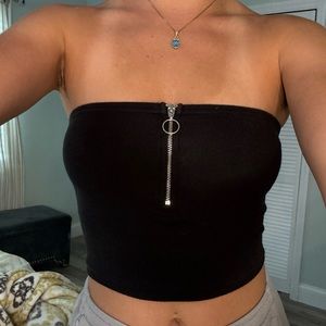 Me to We Pacsun black zip up tube top size S